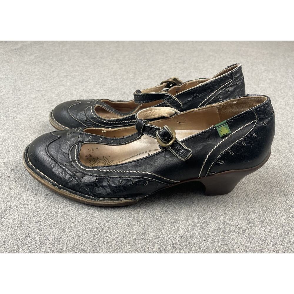 El Naturalista Womens Mary Jane Pump Size 6.5 Black Leather Comfort Heel Shoe